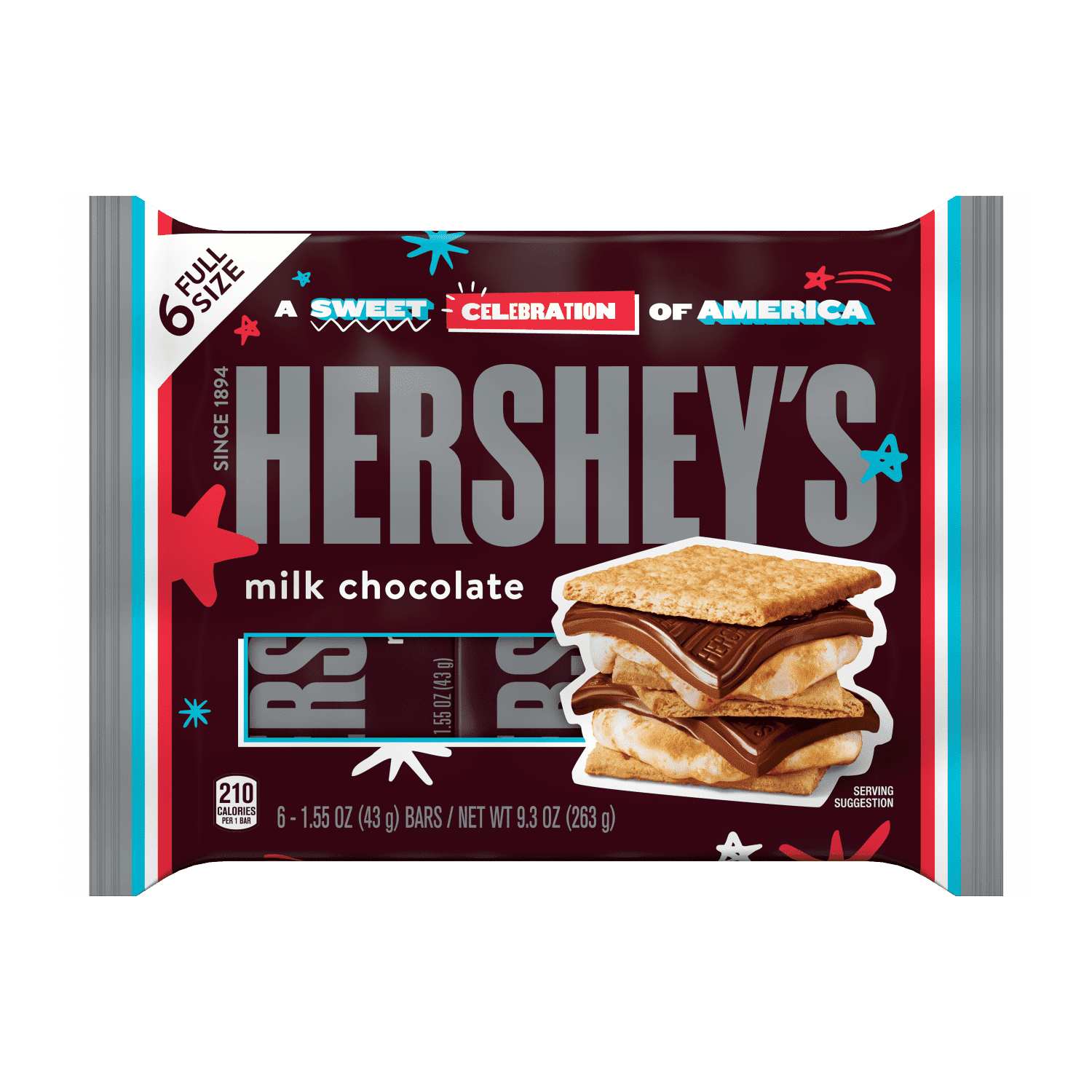 Hershey's Milk Chocolate Candy Bars, 1.55 oz (6 Count)