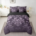 thumbnail image 2 of jejeloiu Cute Wild Bird 7-Piece Twin Bedding Sets,Vintage Bohemian Flowers Bedding Comforter Set,Purple Damask Floral Sheet Sets For Adults,Ultra Soft Home Decor Reversible, 2 of 8