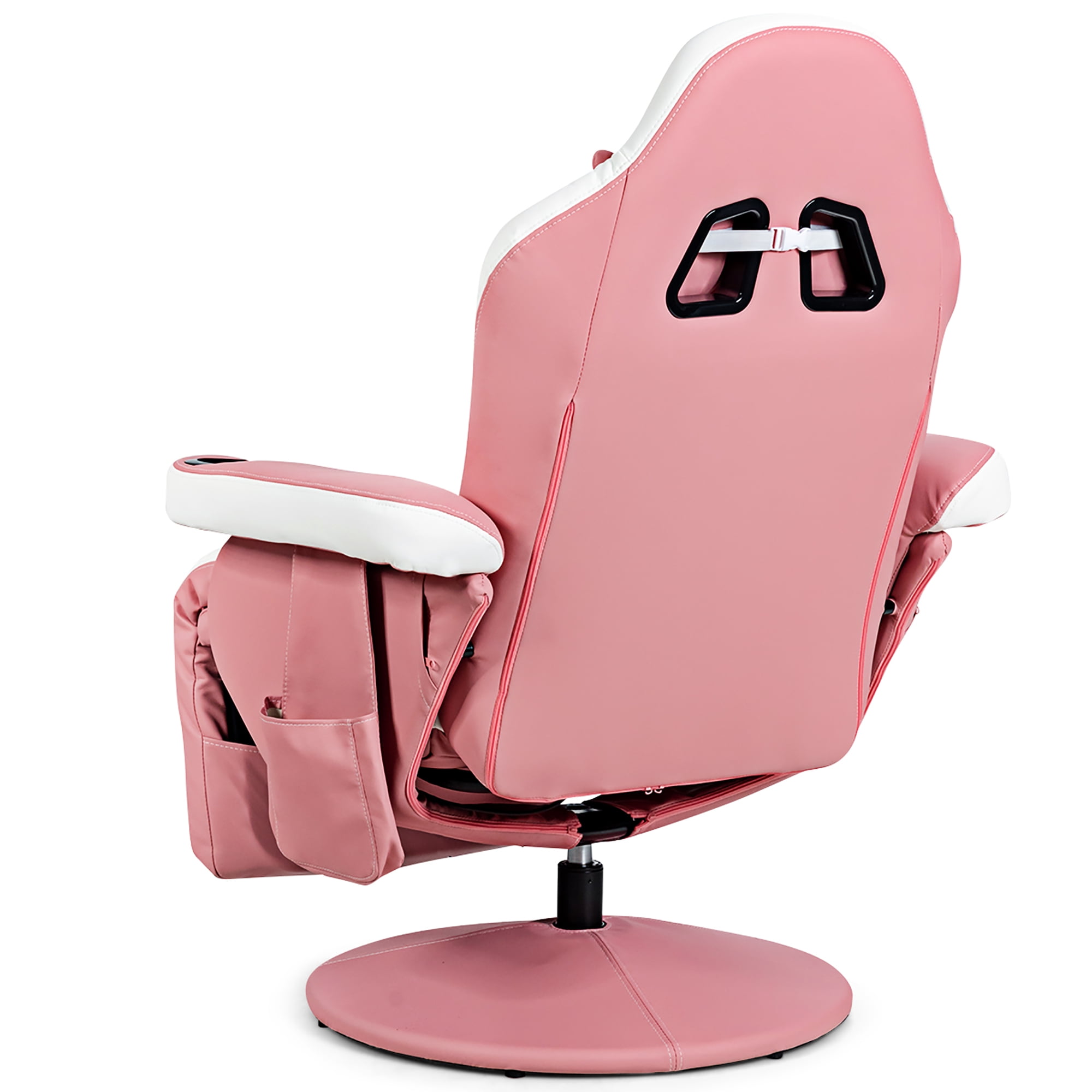 Goplus Massage Gaming Recliner Reclining Racing Chair Swivel w/Cup Holder & Pillow Pink