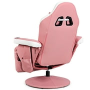 Goplus Massage Gaming Recliner Reclining Racing Chair Swivel w/Cup Holder & Pillow Pink