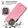 thumbnail image 2 of Compatible with iPhone 14 Case Wallet with Card Holder,Embossed Butterfly Pattern PU Leather Double Magnetic Buttons Flip Shockproof Protective Cover for iPhone 14 6.1 Inch, Pink, 2 of 9