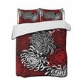 thumbnail image 2 of Red White Full Size Down Alternative Comforter, Lightweight Comforter Quilt Bedding Set with Pillow Shams Abstract Black Chrysanthemum Flower Floral All Seasons Bed Comforter Duvet Insert 78"x90", 2 of 7