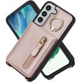 thumbnail image 3 of Samsung Galaxy S21 FE Case with Card Holder for Women, Galaxy S21 FE Phone Case Wallet with Strap Credit Card Slots Crossbody with Kickstand Zipper Shockproof Case for S21 FE - Rose Gold, 3 of 18