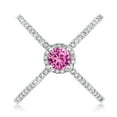 thumbnail image 2 of Gem Stone King 1.37 Ct Round Pink Created Sapphire 925 Sterling Silver Criss Cross X Ring (Size 6), 2 of 5