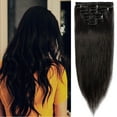 thumbnail image 2 of MY-LADY Full Head 100% Real Human Straight Remy Hair Brown Balayage Can Curly Water Wave Wavy, Dyed, Washed, Light 8 Pieces Set 18 Clip in Hair Extensions, 2 of 6