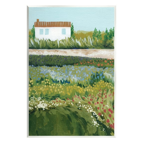 Stupell Rural Cottage Wildflowers Blooming Landscape Painting Wall Plaque Unframed Art Print Wall Art
