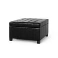 thumbnail image 2 of Noble House Rosalla Faux Leather Storage Ottoman, Midnight Black, Dark Brown, 2 of 13
