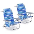 thumbnail image 1 of Patiojoy 2PC Backpack Beach Chair Foldable 5-Position Lay Flat Lounge Chair Navy, 1 of 10
