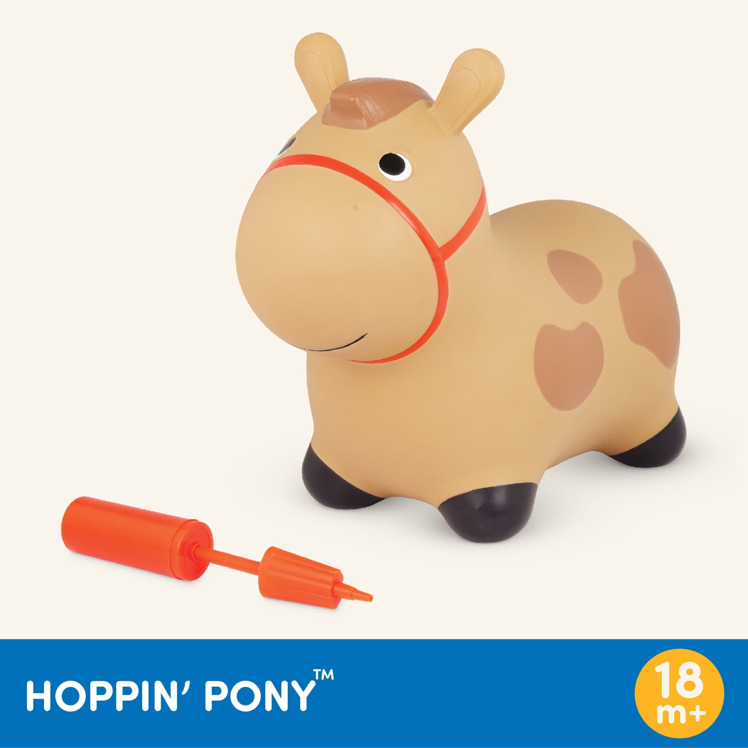 Battat Hoppin’ Pony Inflatable Bouncy Animal Ride-on, Preschool Toys for Toddlers 18 months +