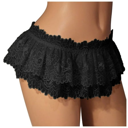 

DORKASM Invisible Low Rise Bikini for Women Underwear Lace Comfort Briefs Stretch Plus Size Seamless Hipster Black XL