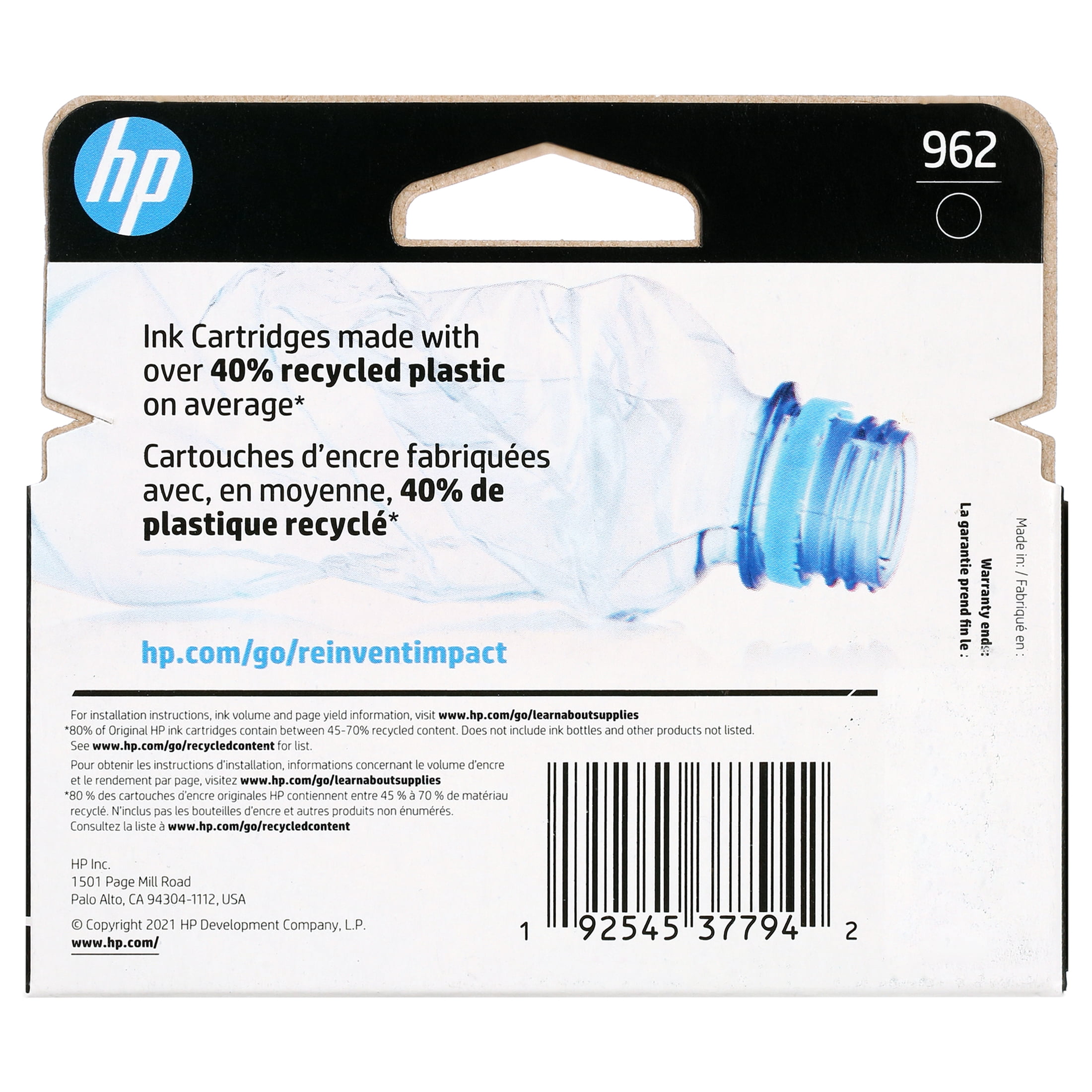 HP 962 Monochrome Printer Cartridge with Original Ink Cartridge (Black), 1 Pack