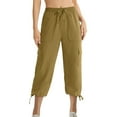 thumbnail image 1 of AherBiu Cargo Capri Pants for Women Drawstring Elastic High Waisted Cinch Bottom Capris Cargos with Multi Pockets, 1 of 4