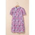 thumbnail image 5 of Women's Pink Floral Collared Half Placket Short Sleeve Loose Dress - Effortlessly Chic A-Line Design | [ZhiHiMeRi] | (US 12-14)L, 5 of 11