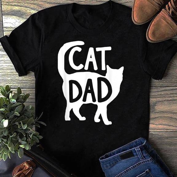 BANJOJO Best Cat Dad Fathers Day Men Kitty Daddy Papa Christmas Gift T-Shirt - Cat Lover Gift, Cat Shirt, Summer Shirt, Cool Cat, Cat Shirt