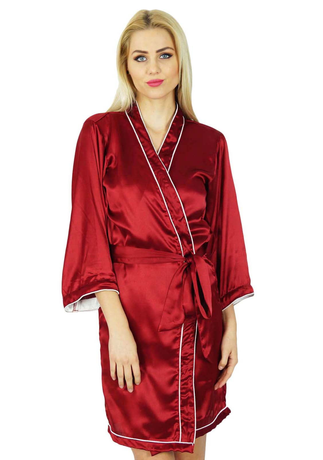 Bimba Women Short Satin Robe Getting Ready Bride Bridesmaid Robes ...