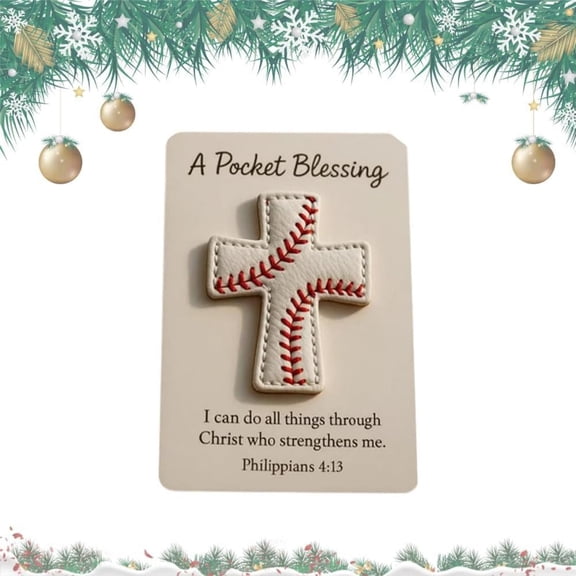 Pocket Blessing Baseball Cross Edition - Meaningful Religious Pendant, Holiday Blessing Accessory, And Faith-Inspired Ornament For Daily Carry Or Gift Giving, A