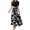 C-Black, variant on Women's Dresses Casual Round-Neck Short Sleeve Wrap Shirt Printing Floar High Waist Dress A-Black