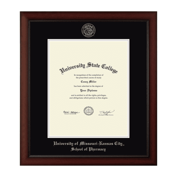 Framerly - UMKC Pharmacy Diploma Frame with Black and Silver Mat