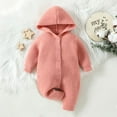 thumbnail image 6 of Frostluinai Baby Girls' Knitting Jumpsuit New Born Baby Button Down Winter Sweater Toddler Lined Onesie Pajamas Warm Hooded Romper Pram for Infant, 6 of 9