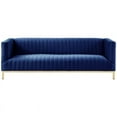 thumbnail image 3 of Maklaine Velvet Tuxedo Sofa with Y-Metal Base in Navy Blue/Gold, 3 of 9