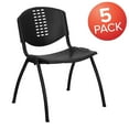 thumbnail image 3 of Flash Furniture 5 Pack HERCULES Series 880 lb. Capacity Black Plastic Stack Chair with Oval Cutout Back and Black Frame, 3 of 9
