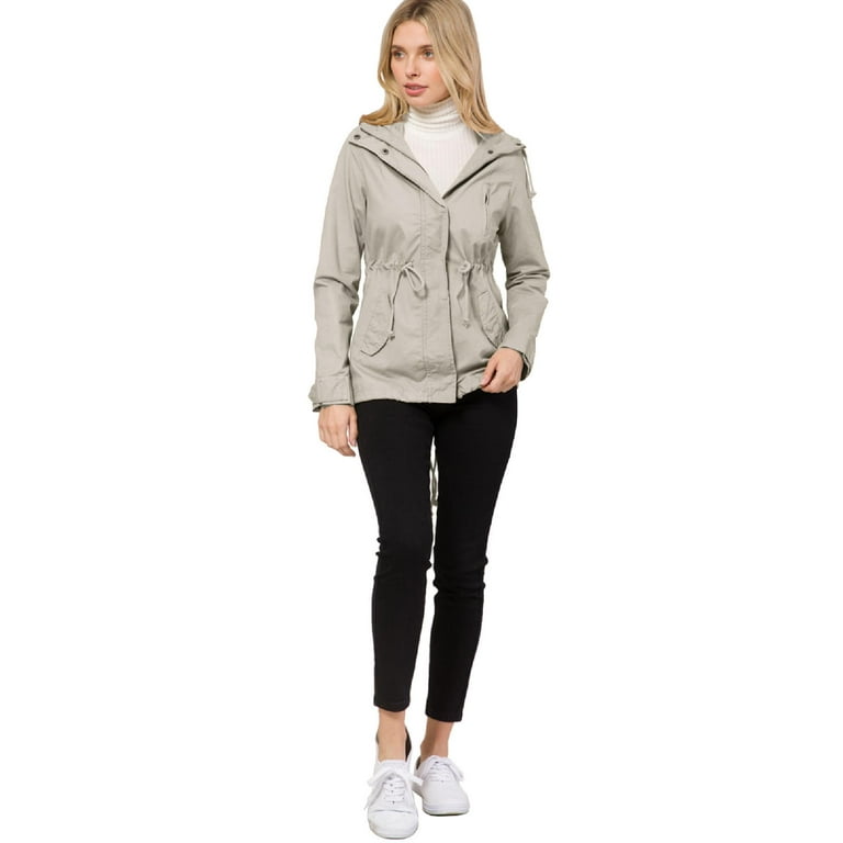 Made by Olivia Women s Military Anorak Safari Hoodie Jacket Walmart