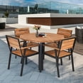 thumbnail image 4 of Costway 5PCS Patented Acacia Wood Round Table w/Umbrella Hole Garden Deck, 4 of 11