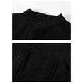 thumbnail image 6 of BiZtdJrK Mandarin Collar Shirts for Men Roll Up 3/4 Sleeve Button Down Shirt Plus Size Cotton Linen Casual Summer Tops with Chest Pocket Black XL, 6 of 9