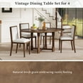 thumbnail image 4 of 5-Piece Extendable Dining Table Set for 4, Round Dining Table and 4 Upholstered Chairs, Farmhouse Kitchen Table Set with Removable Leaf for Dining Room and Kitchen, Brown, 4 of 9