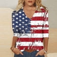 thumbnail image 7 of Lorytime Forth of July Outfits Women Patriotic Graphic Tops Red White and Blue Clothes 3/4 Sleeve Holidays Wear 7-White M, 7 of 7