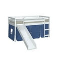 thumbnail image 4 of White Twin Kids Junior Solid Pine Wood Loft Bed with Slide And Blue Tent (Blue Tent), 4 of 5