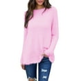 thumbnail image 4 of Baqcunre Ladies' Solid Colour Long Sleeve Loose Stylish Plush Top Womens Tops T Shirts For Women Going Out Tops Women Clothing Womens Shirts,Color Pink,Size 4XL, 4 of 5