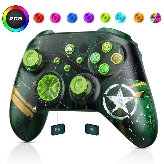 Turpow For Xbox One Controller,RBG Wireless Gaming Xbox Controller with WIFI Compatible with Xbox Series X|S, Xbox One, Windows PC,with Turbo, 3.5mm Audio Jack,LED-Green