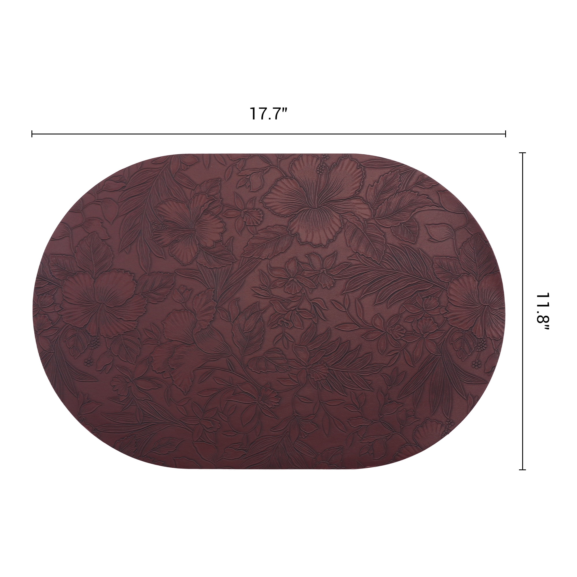 Placemats Set of 6 Leather Placemats for Kitchen Dining Table Decor Waterproof Heat Resistant Table Placemats Dark Brown 17.7*11.8inch