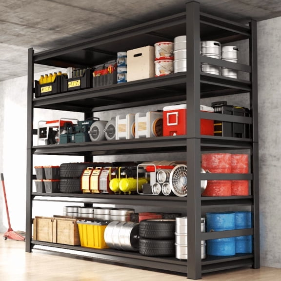 48" W Garage Shelving Heavy Duty Metal Shelves 5 Tier Adjustable Shelf Unit 3000 lbs Capacity Storage Stand Organizer for Warehouse and Basement,Black,88" H