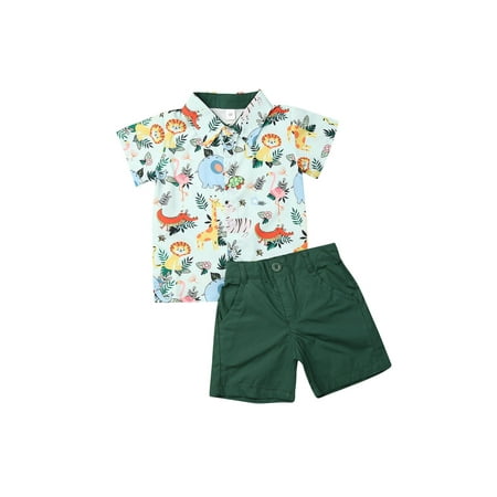 

1-5Y Infant Baby Boys Kids Summer Clothes Sets Cartoon Print T-shirt Tops + Shorts Pants Outfits Set