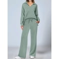 thumbnail image 2 of Two Piece Sets for Women V Neck Casual Matching Sets Loungewear Fall Clothes Travel Outfits Fashion Green S, 2 of 4
