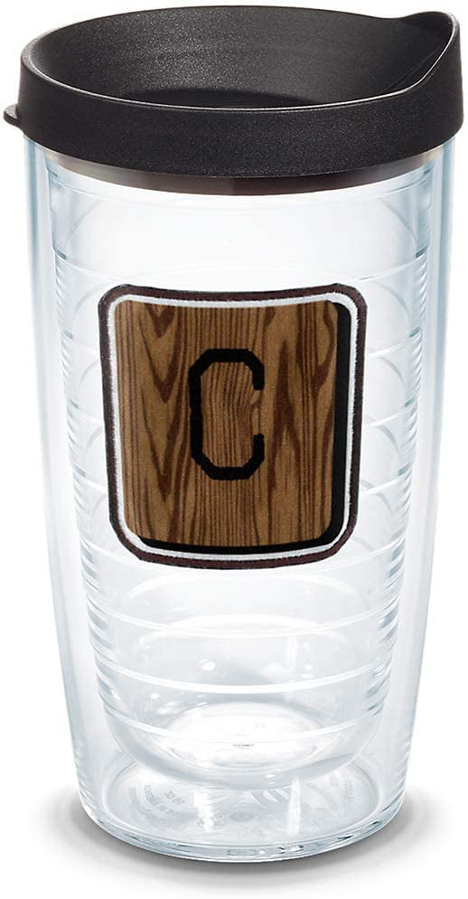 Tervis 1316647 INITIAL-C Wood Tile Insulated Tumbler with Emblem and Lid 16 oz Tritan Clear