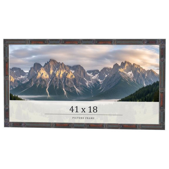 41x18 Frame Brown Bamboo with Dark Coffee/Walnut Finish | Solid Wood Picture Frame Width 0.75