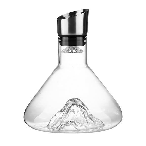Iceberg Wine Decanter - Hand Blown Glass & Stainless Steel Red Wine Filter and Dispenser with 12-Channel Aeration,7.2x7.2x6.88 Inches(B)