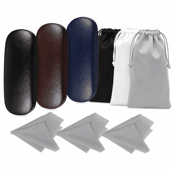 TAETOE 3 Pieces Hard Glasses Case Reading Eyeglass Case Protective Sunglass Holder with Cleaning Cloth for Men Women Unisex