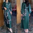thumbnail image 5 of Afdoent Women's Robe Satin Floral Kimono Robe For Women Cool Sensation 3/4 Sleeve Long Casual Home Wear Bathrobe Sleepwear Ladies Loungewear, 5 of 5