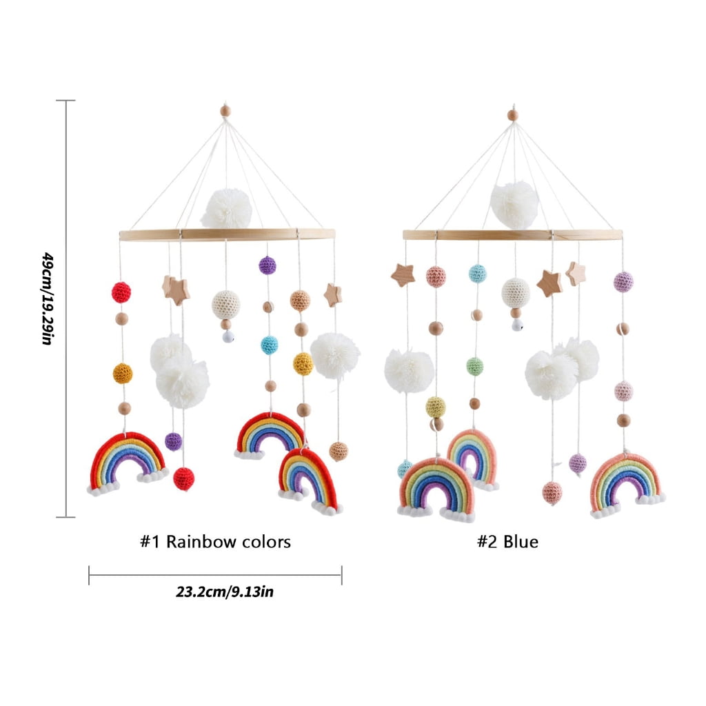 Zeiwohndc Wooden Rainbow Star Pendant Crib Mobile Nordic Nursery Decoration Hanging Toy