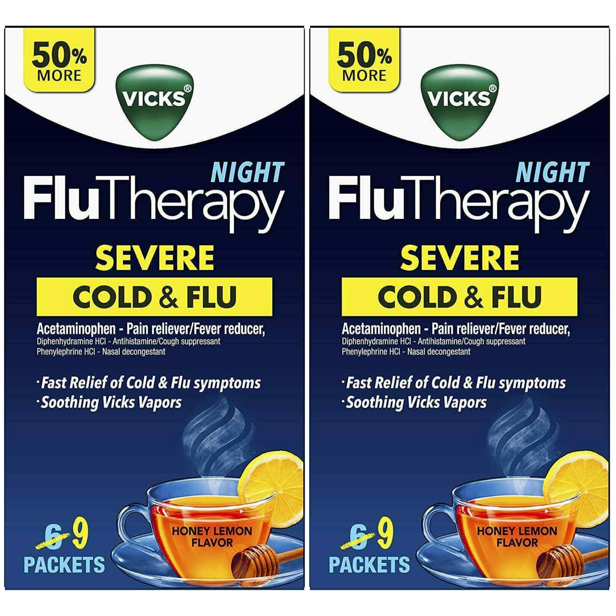 Vicks Flu Therapy Night Severe Cold And Flu Relief Hot Drink For