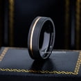 thumbnail image 2 of 8mm Men's Black Tungsten Wedding Band, Rose Gold Off Center Groove Brushed Finish Ring - TN880WAs7.5, 2 of 4