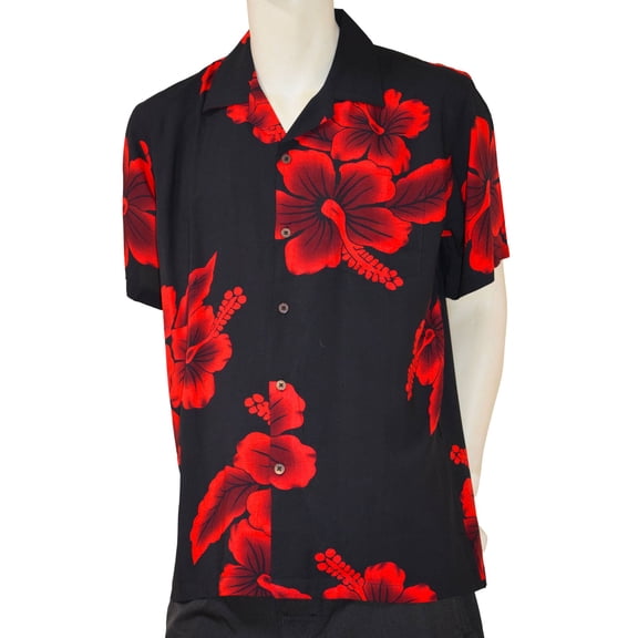 Favant Hibiscus Men's Short Sleeve Hawaiian Aloha Shirt