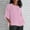Pink, variant on Miluxas Women's Summer Fashion Cropped Sleeves Round Neck Cotton Line Loose Shirt Blouse Plus Size Tops Purple 10(XL)