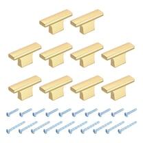 10Pack Single Hole Cabinet Handles,  2"/50mm Square Bar Cabinet Knobs Aluminum Alloy Dresser Knobs T Bar Drawer Pulls for Cabinet Hardware, Gold
