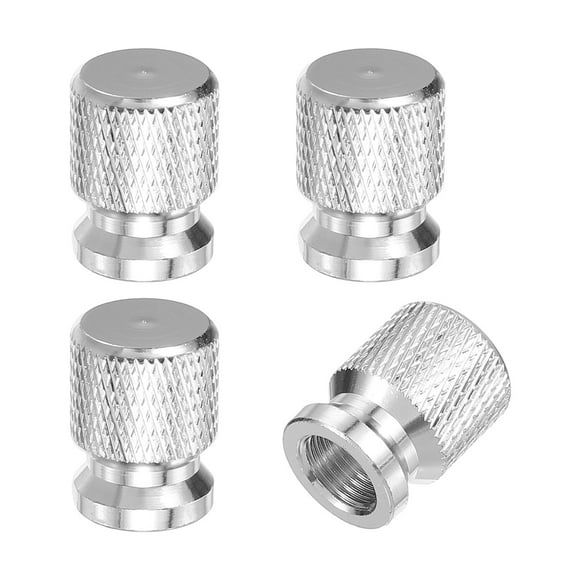 Aluminum Tire Valve Stem Caps, 4 Pcs Tire Valve Caps Vehicle Car Tire Air Caps Covers with O Rubber Ring, Silver Tone