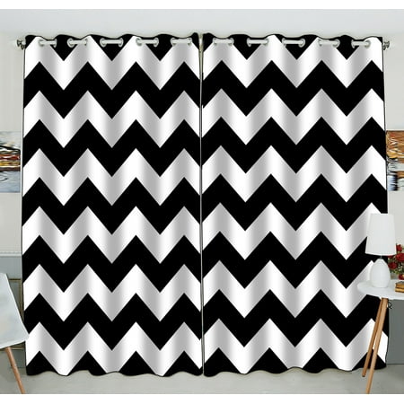 Gckg Stripe Window Curtain Black White Chevron Zigzag Stripe